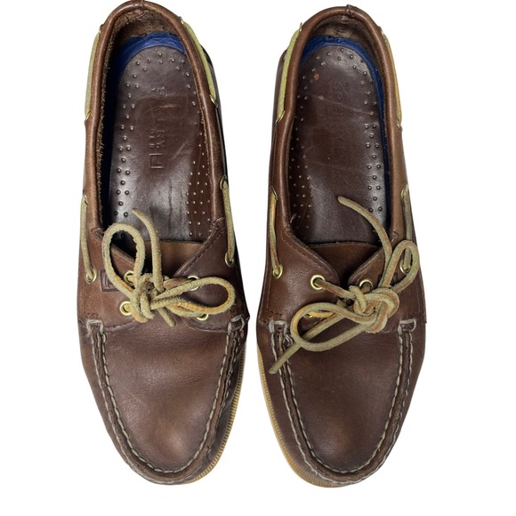 Vintage Y2K Sperry Top-Sider Women's 9.5 Brown Leather Boat Shoes Preppy Loafers - Picture 1 of 11